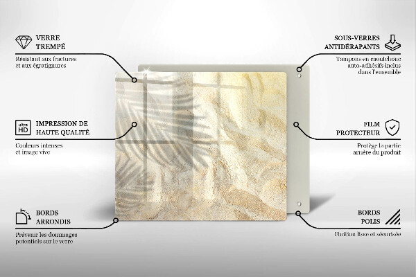 Tábua cozinha Folhas de palmeira e areia