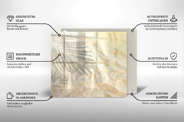 Tábua cozinha Folhas de palmeira e areia