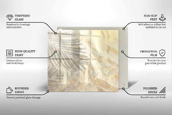 Tábua cozinha Folhas de palmeira e areia