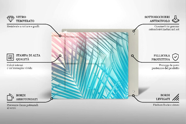 Tábua de corte de vidro Folhas pastéis