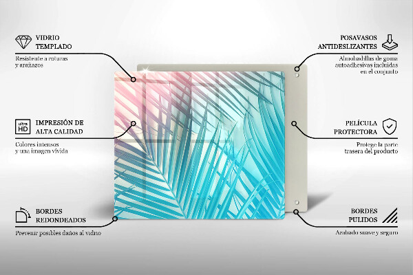 Tábua de corte de vidro Folhas pastéis