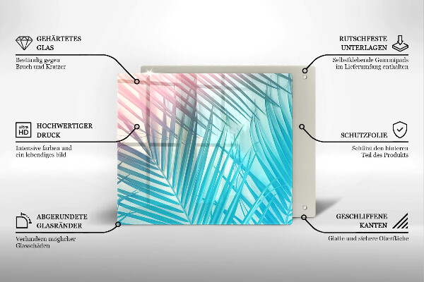 Tábua de corte de vidro Folhas pastéis