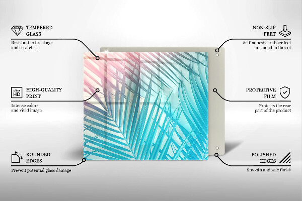 Tábua de corte de vidro Folhas pastéis