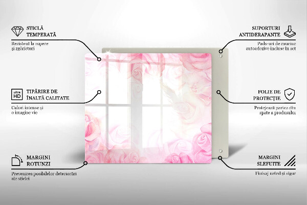 Tábua de vidro Fundo de rosas delicadas