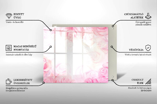 Tábua de vidro Fundo de rosas delicadas