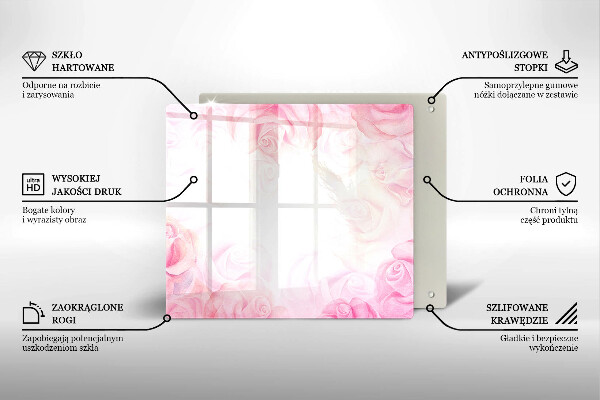 Tábua de vidro Fundo de rosas delicadas