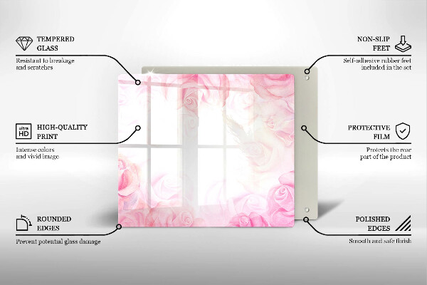 Tábua de vidro Fundo de rosas delicadas