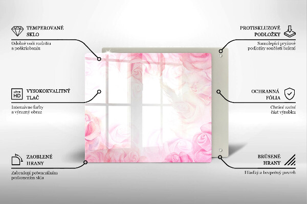 Tábua de vidro Fundo de rosas delicadas