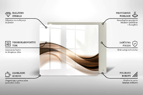 Tábua de vidro Linhas marrons abstratas