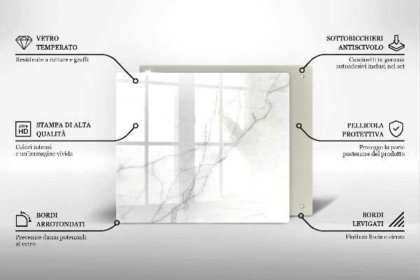 Tábua de corte de vidro Fundo de pedra de mármore