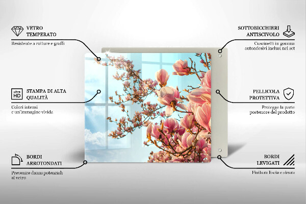 Tábua de cortar de vidro Árvore de flores rosa