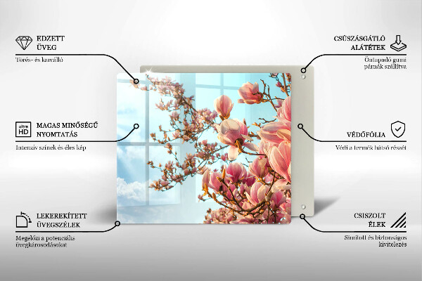 Tábua de cortar de vidro Árvore de flores rosa