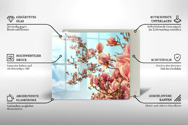 Tábua de cortar de vidro Árvore de flores rosa