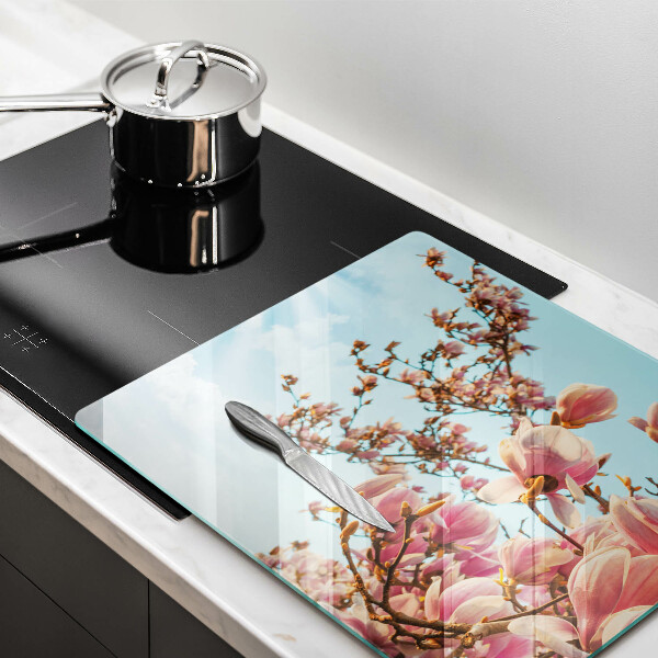 Tábua de cortar de vidro Árvore de flores rosa