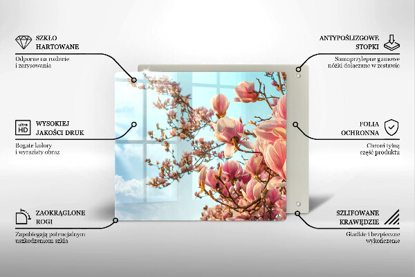 Tábua de cortar de vidro Árvore de flores rosa