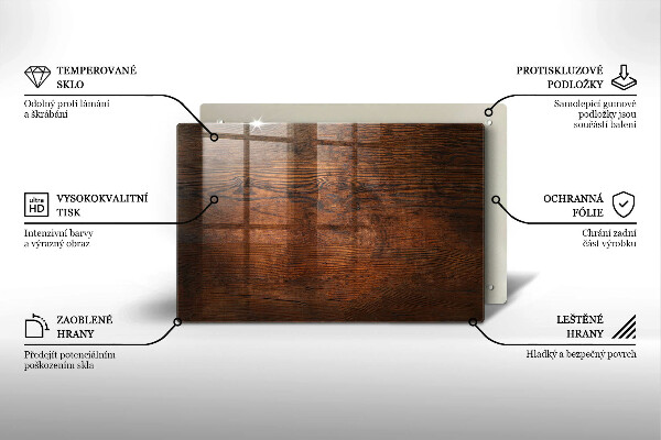 Tábua de cortar de vidro Placa de madeira escura