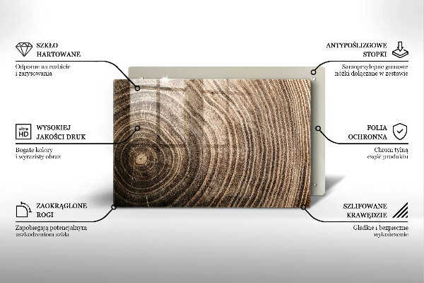 Tábua de cortar alimentos Anéis de árvores de madeira