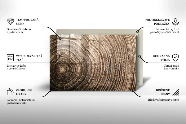 Tábua de cortar alimentos Anéis de árvores de madeira