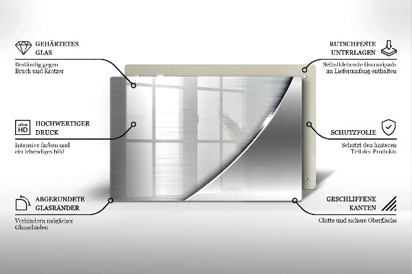 Tábua de cortar de vidro Formas metálicas