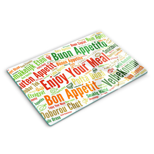 Tábua de cortar Bon appetit legendas idiomas