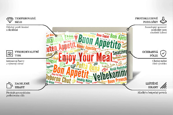 Tábua de cortar Bon appetit legendas idiomas