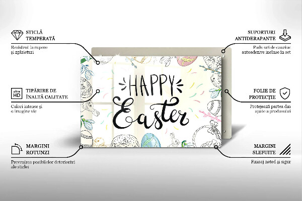 Tábua de vidro Inscrição de Feliz Páscoa