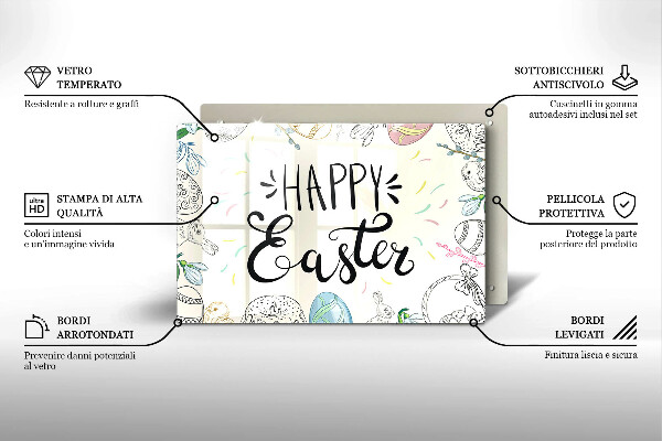 Tábua de vidro Inscrição de Feliz Páscoa