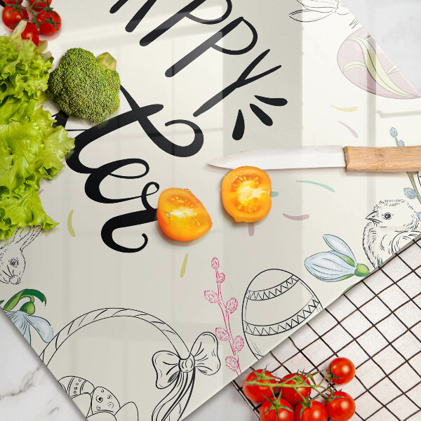 Tábua de vidro Inscrição de Feliz Páscoa