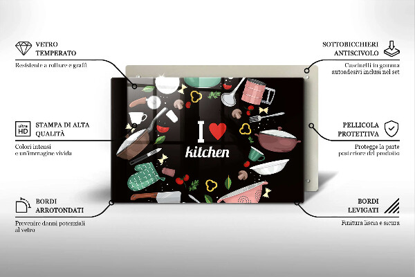 Tábua de cortar Eu amo ilustração de cozinha