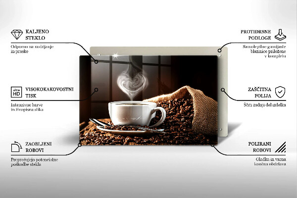 Tábua de corte Café e uma xícara