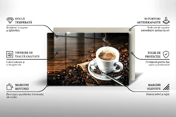 Tábua para cozinha Uma xícara e grãos de café