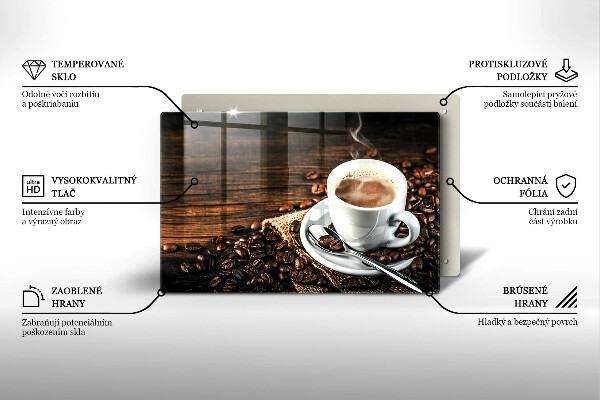 Tábua para cozinha Uma xícara e grãos de café