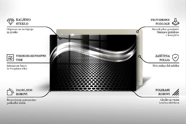 Tábua de cortar de vidro Estrutura metálica