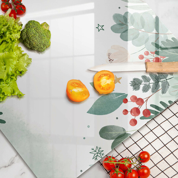 Tábua de vidro Folhas de aquarela