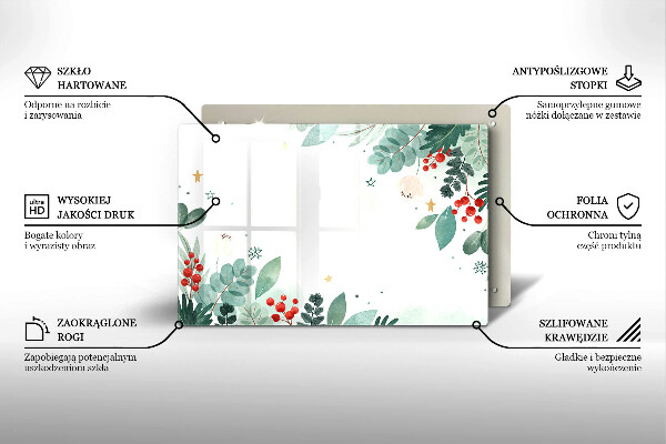 Tábua de vidro Folhas de aquarela