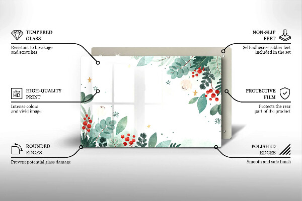 Tábua de vidro Folhas de aquarela