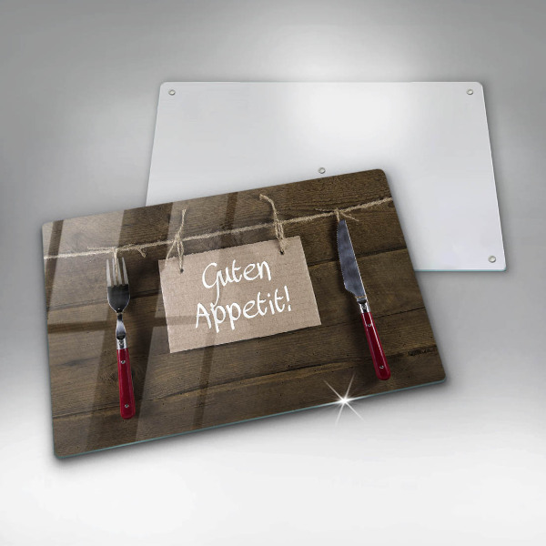 Tábua corte Sinal Guten Appetit nas placas