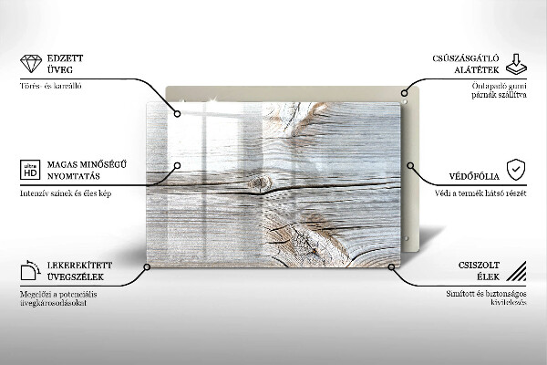 Tábua de corte de vidro Estrutura de madeira leve
