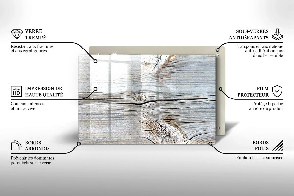 Tábua de corte de vidro Estrutura de madeira leve