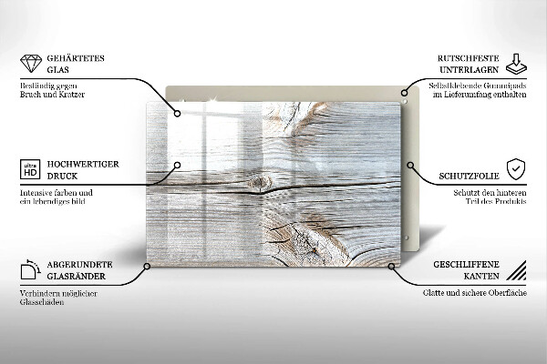 Tábua de corte de vidro Estrutura de madeira leve