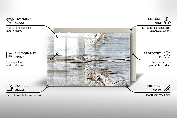 Tábua de corte de vidro Estrutura de madeira leve