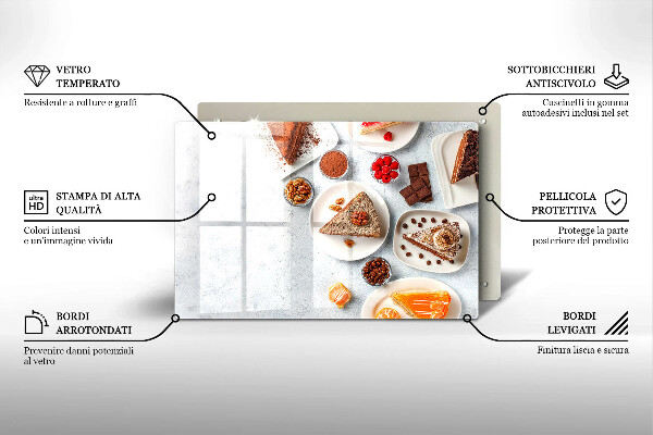 Tábua de cortar de vidro Bolos doces