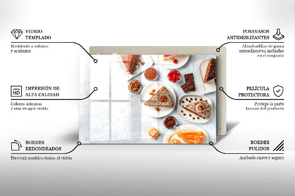 Tábua de cortar de vidro Bolos doces
