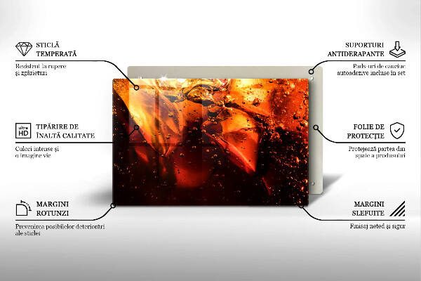 Tábua de corte de vidro Bebida de cola com gelo