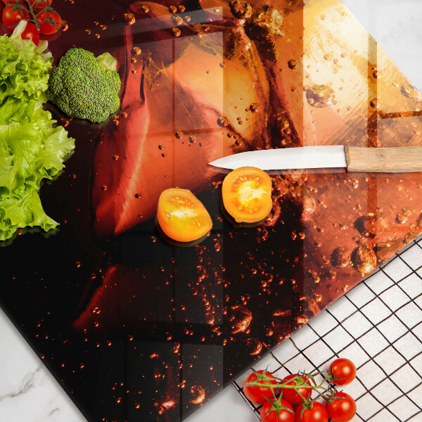 Tábua de corte de vidro Bebida de cola com gelo