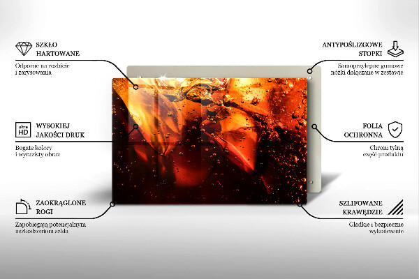 Tábua de corte de vidro Bebida de cola com gelo