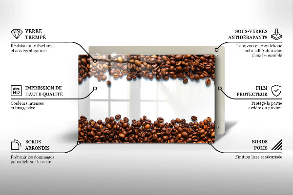 Tábua de cortar de vidro Grãos de café