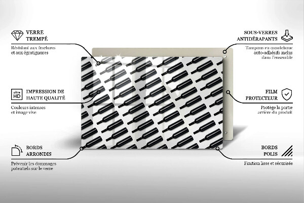 Tábua de corte Garrafas de vinho preto