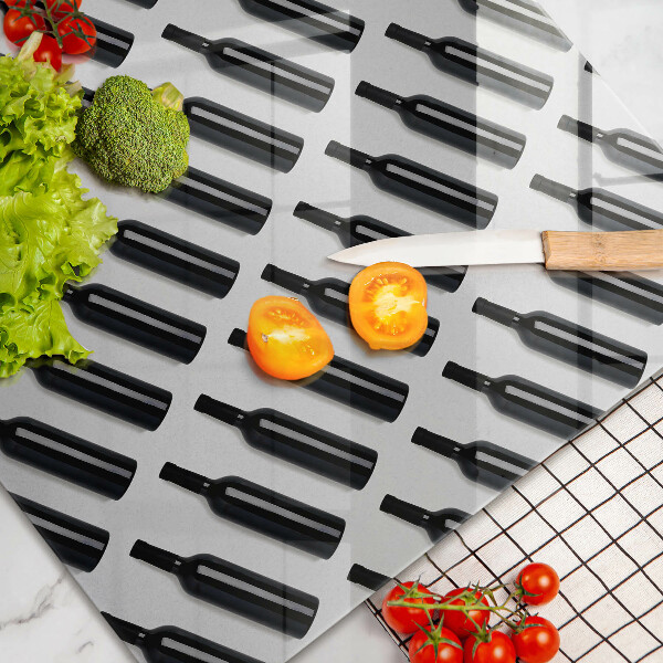 Tábua de corte Garrafas de vinho preto