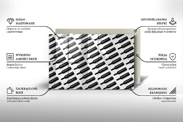 Tábua de corte Garrafas de vinho preto